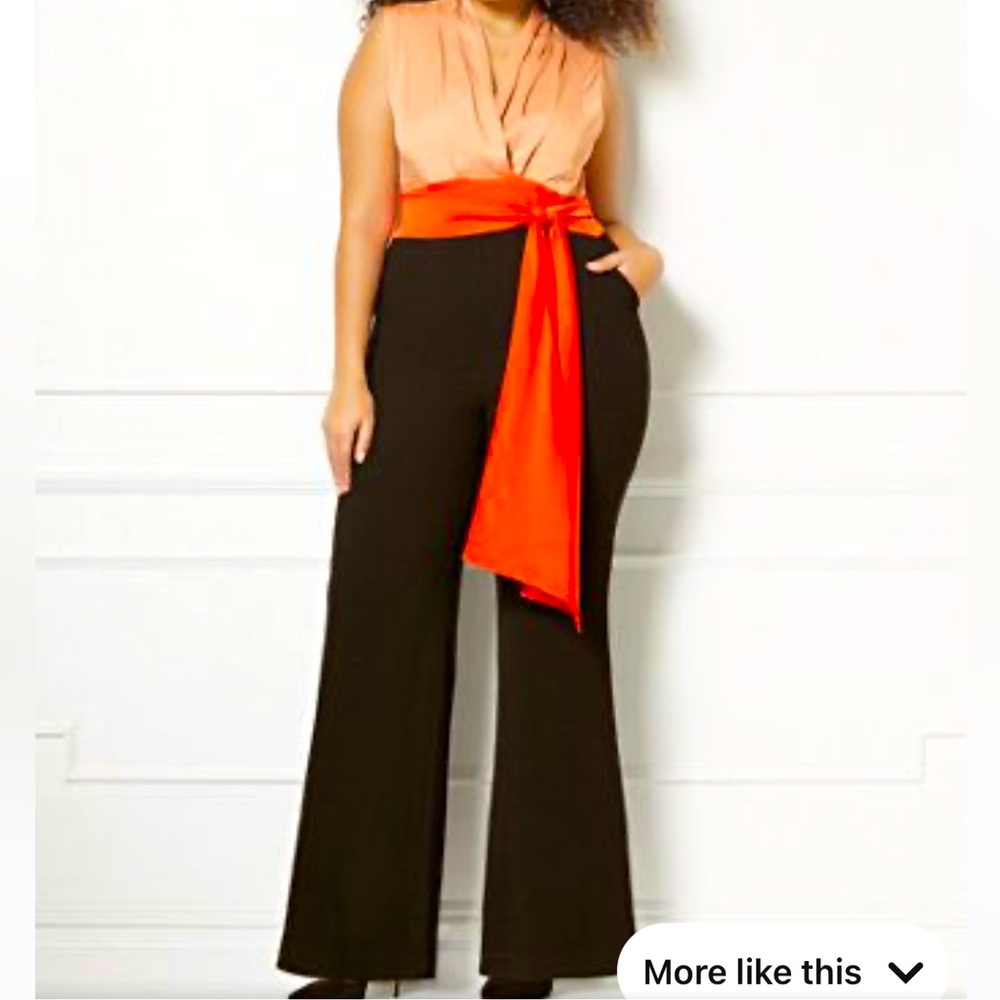 NWT Eva Mendes for New York & Co Colorblock Chalina Jumpsuit Size Large